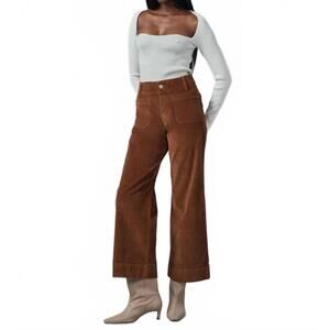 NEW LOLA JEANS high rise wide leg corduroy pant in blazed brown